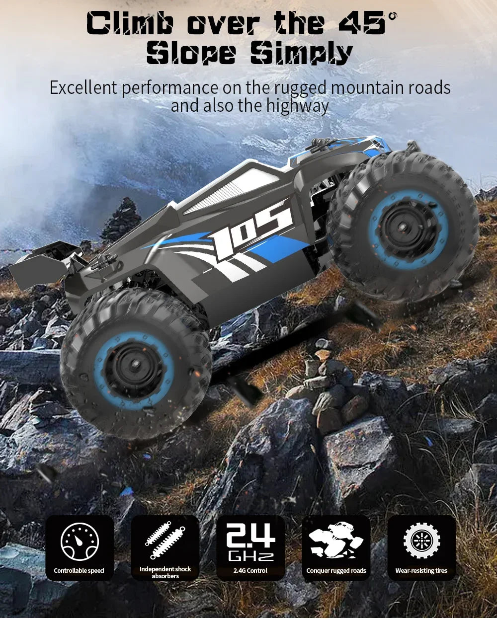 1:18 Remote Control Car 25KM/h with Led Lights 2.4G Inductor RC Off-Road Cars High Speed Brushless Motor Children Toys