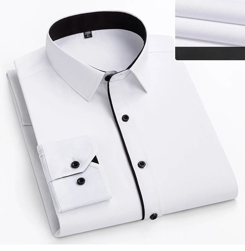 Camisa de vestir entallada de manga larga para hombre