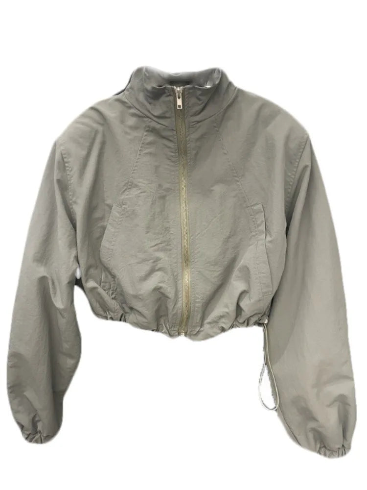 Women Stand Collar Sun Protection Cropped Jackets Solid Color Summer Elegant Streetwear Casual Loose Coats Female Chic Outerwear Padilla Innovations LLC