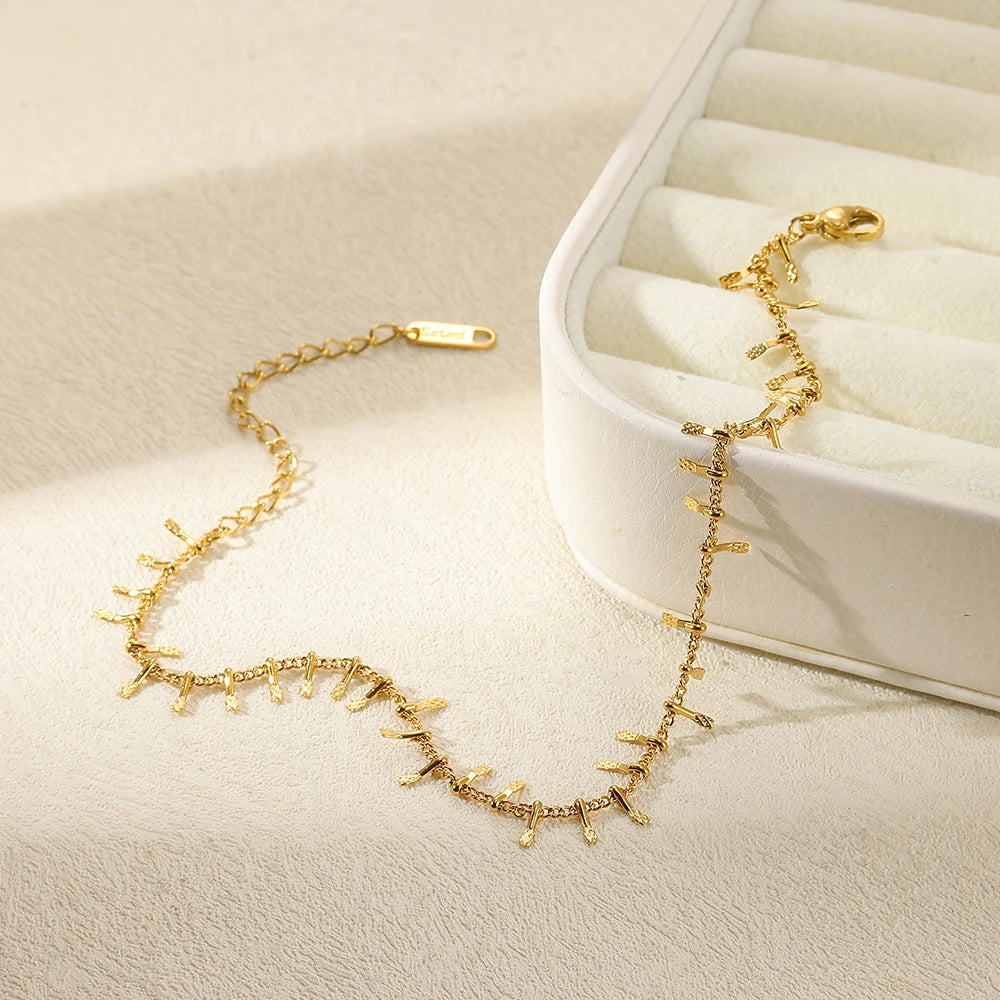 Women’s Stainless Steel Leaf & Heart Anklet