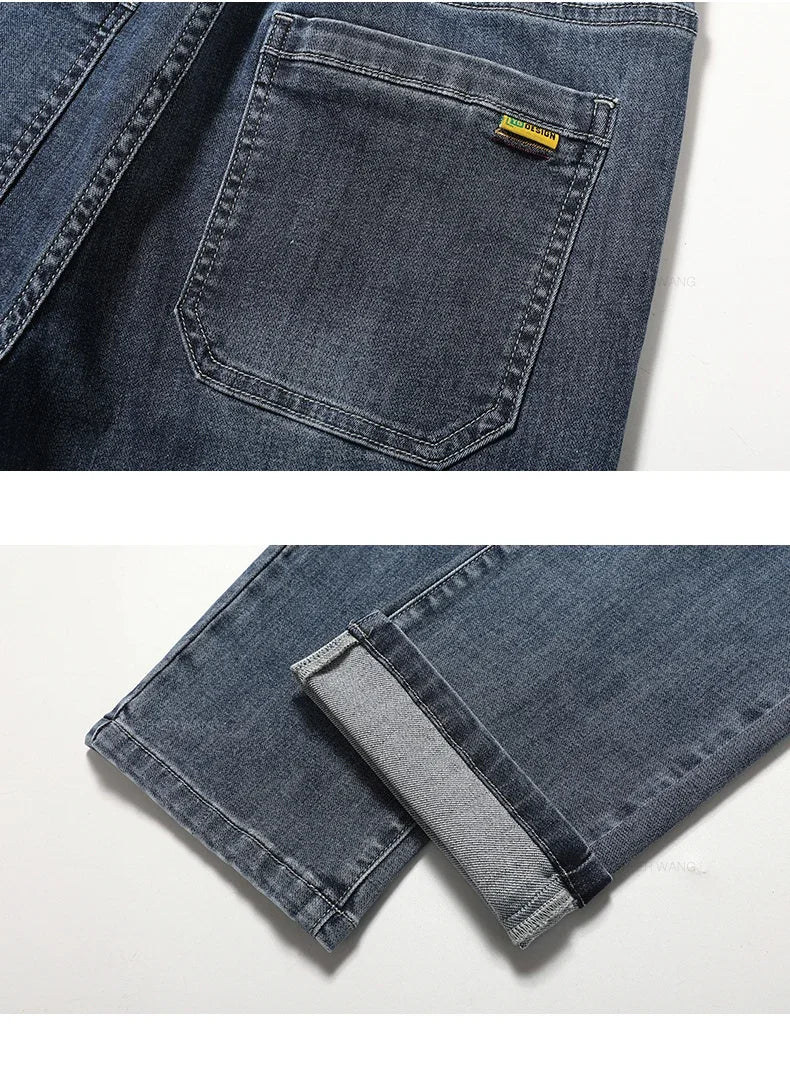 Men’s Classic Straight-Leg Jeans – Blue or Dark Gray