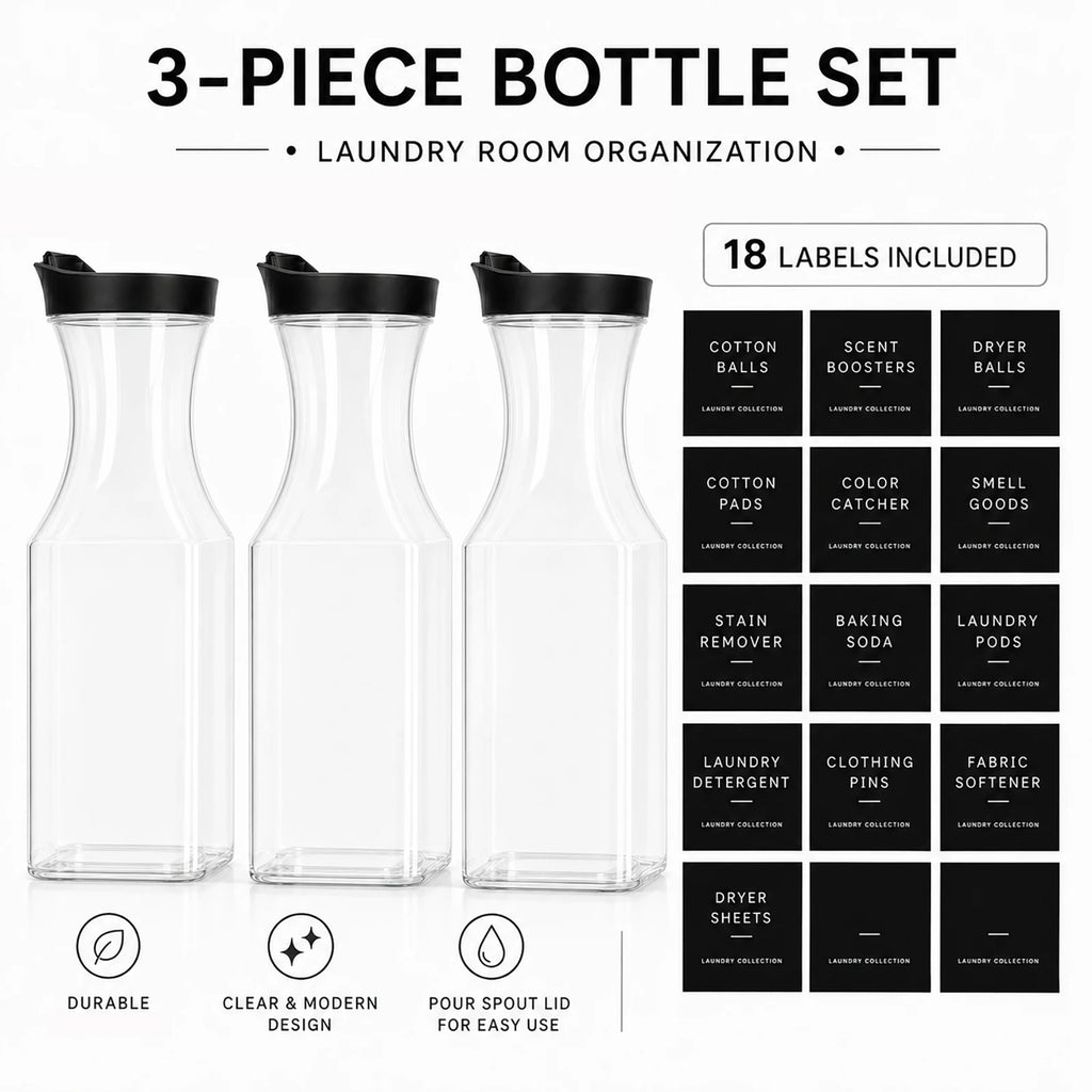 3-Piece Clear Laundry Detergent Dispenser Set