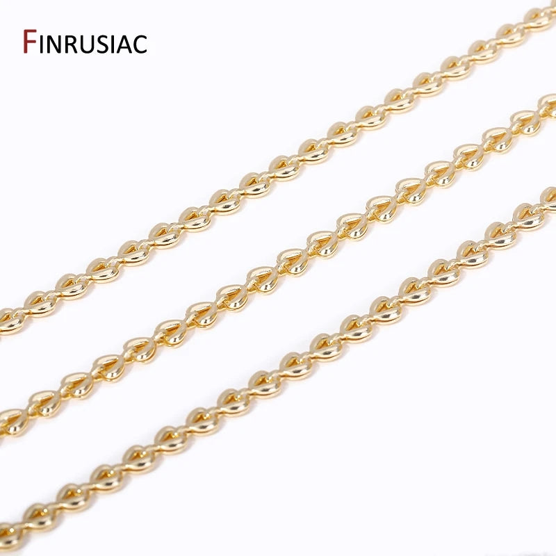 Cadena de latón bañado en oro de 14K para bisutería