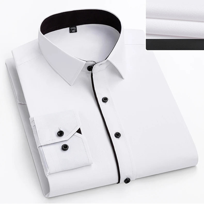 Camisa de vestir entallada de manga larga para hombre