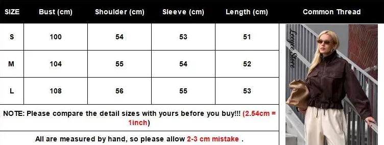 Women Brown Faux Leather Jackets Chic Casual Long Sleeve Lapel Loose Zipper Drawstring Coats Autumn Winter Streetwears Coats Padilla Innovations LLC