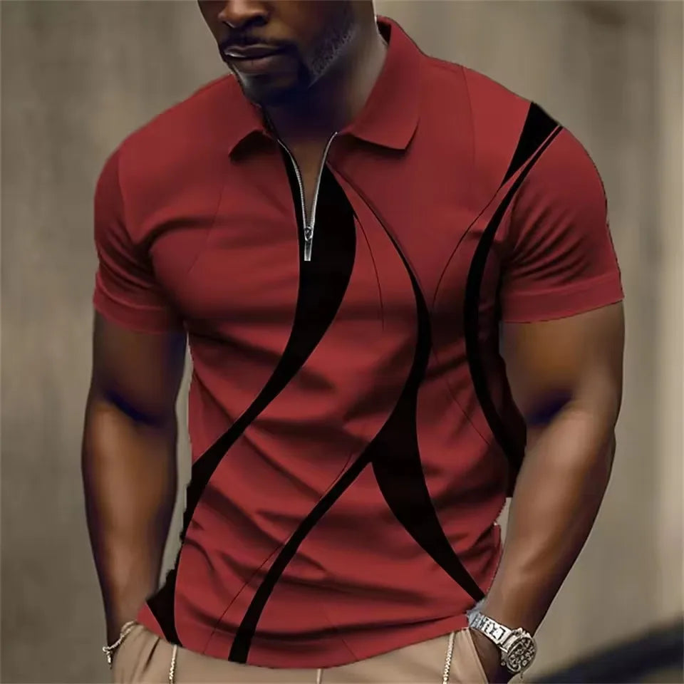 Men’s Geometric Print Short-Sleeve Polo Shirt