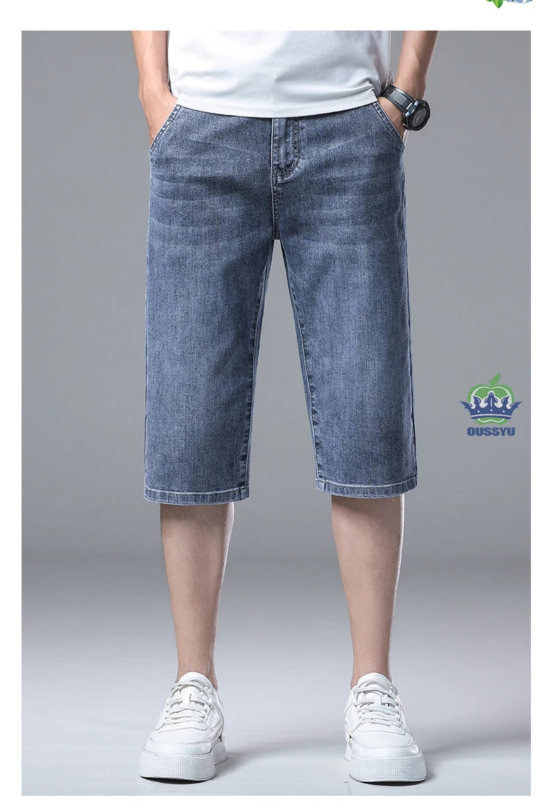 Men’s Baggy Denim Cargo Shorts – 3/4 Length