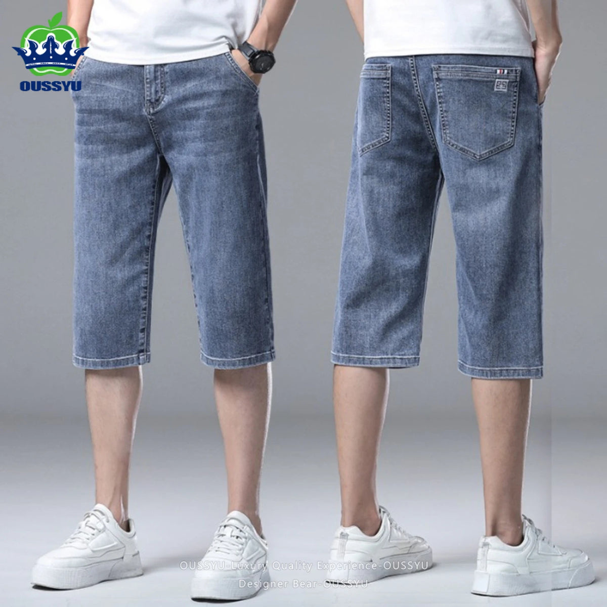 Men’s Baggy Denim Cargo Shorts – 3/4 Length