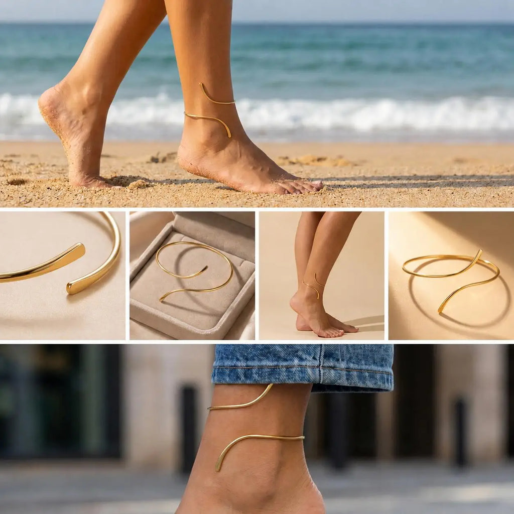 Women’s Gold-Plated Open Cuff Anklet