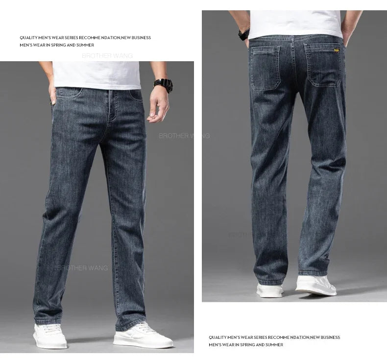 Men’s Classic Straight-Leg Jeans – Blue or Dark Gray