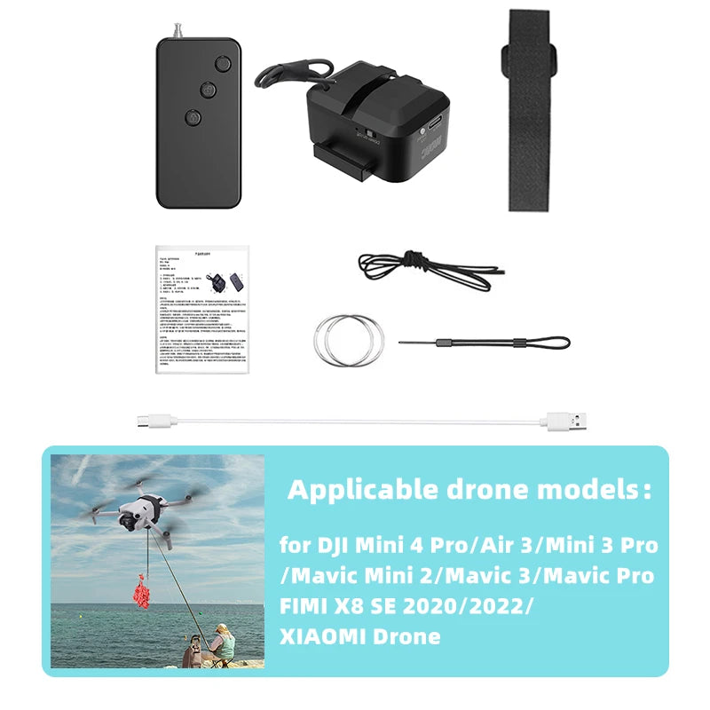 BRDRC Airdrop System for DJI Mini 4K/Mini 4 Pro/Air 3/Mini 3 Pro/Mavic 3/Mavic Pro Drone Thrower Fishing Life Rescue Send Gift