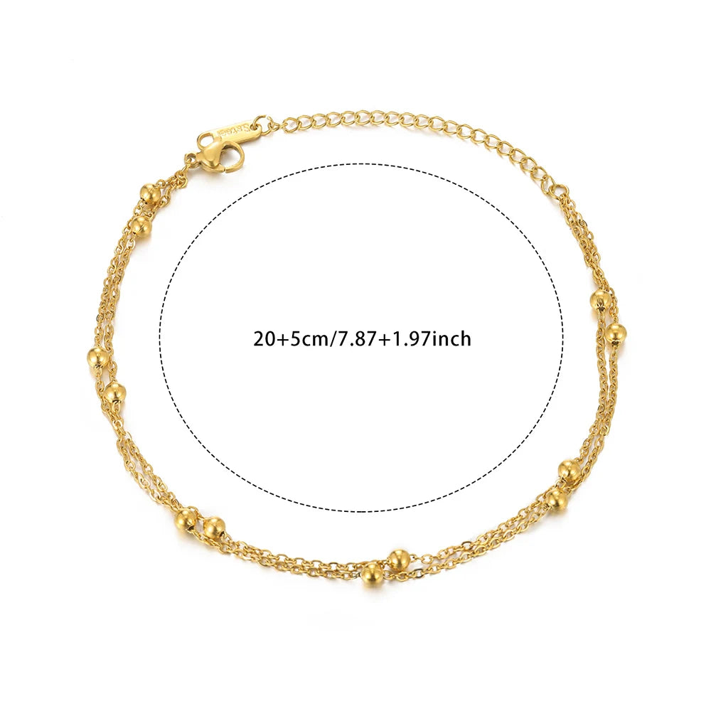 Women’s Stainless Steel Leaf & Heart Anklet