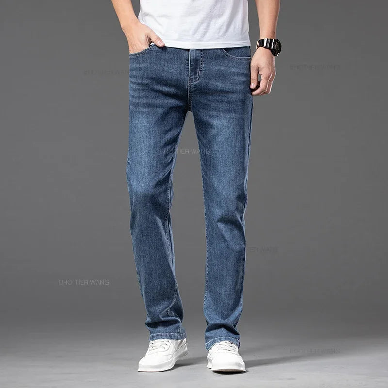 Men’s Classic Straight-Leg Jeans – Blue or Dark Gray