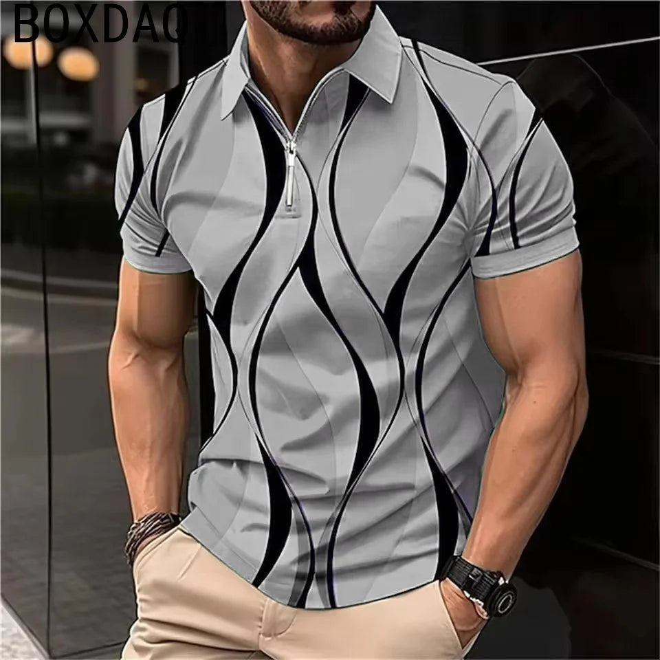 Men’s Geometric Print Short-Sleeve Polo Shirt