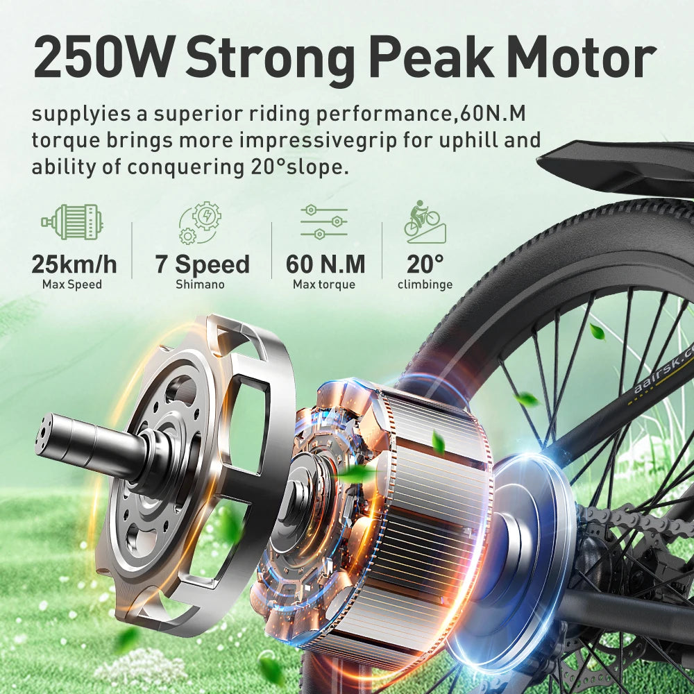 Aairsk 250W 36V 10Ah Electric Mountain Bike