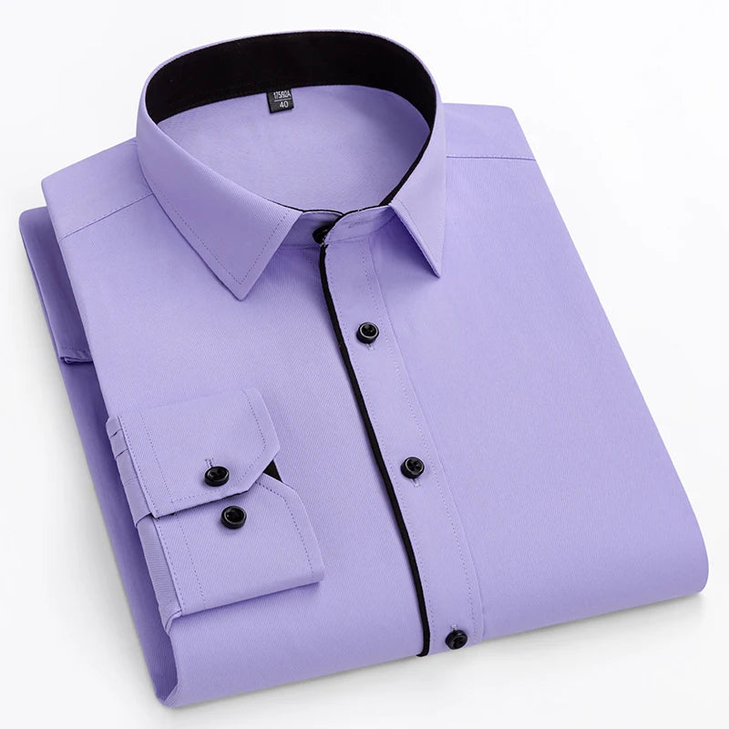 Camisa de vestir entallada de manga larga para hombre