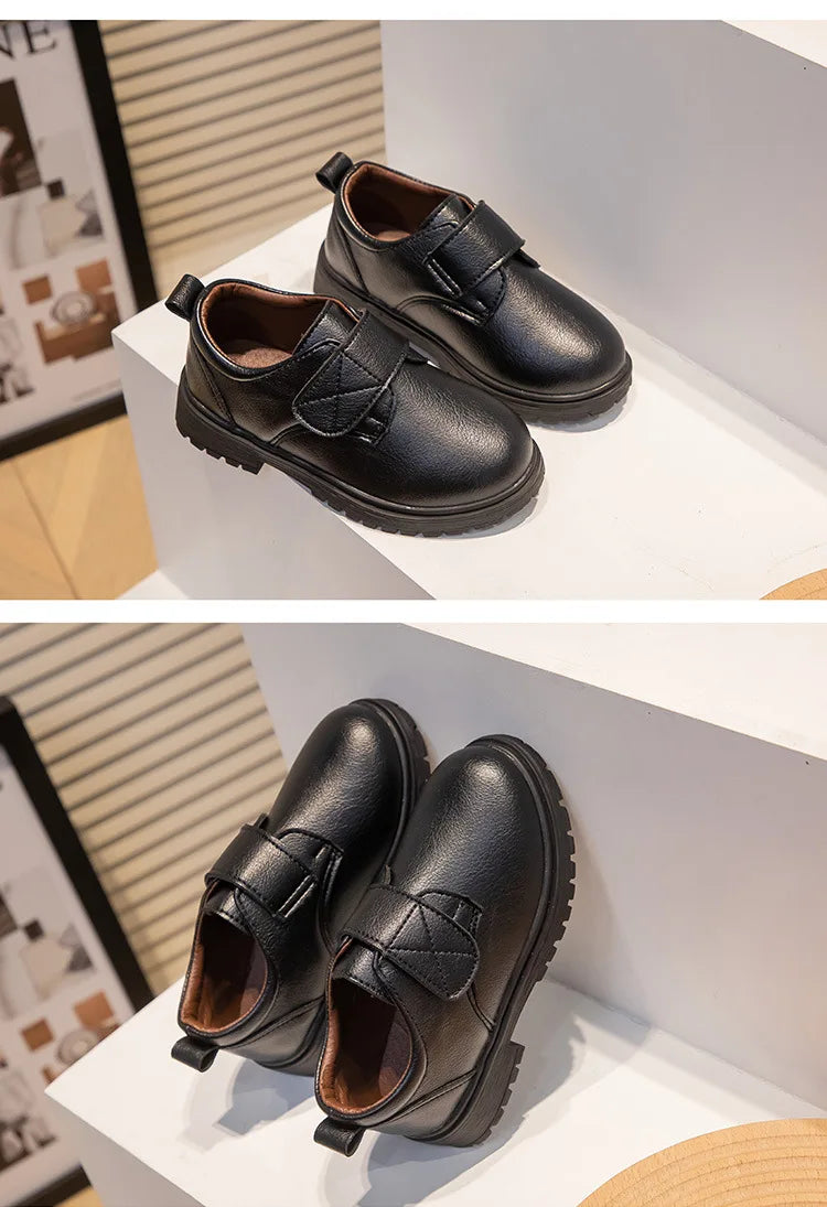 Zapatos de vestir escolares de piel negros para niño