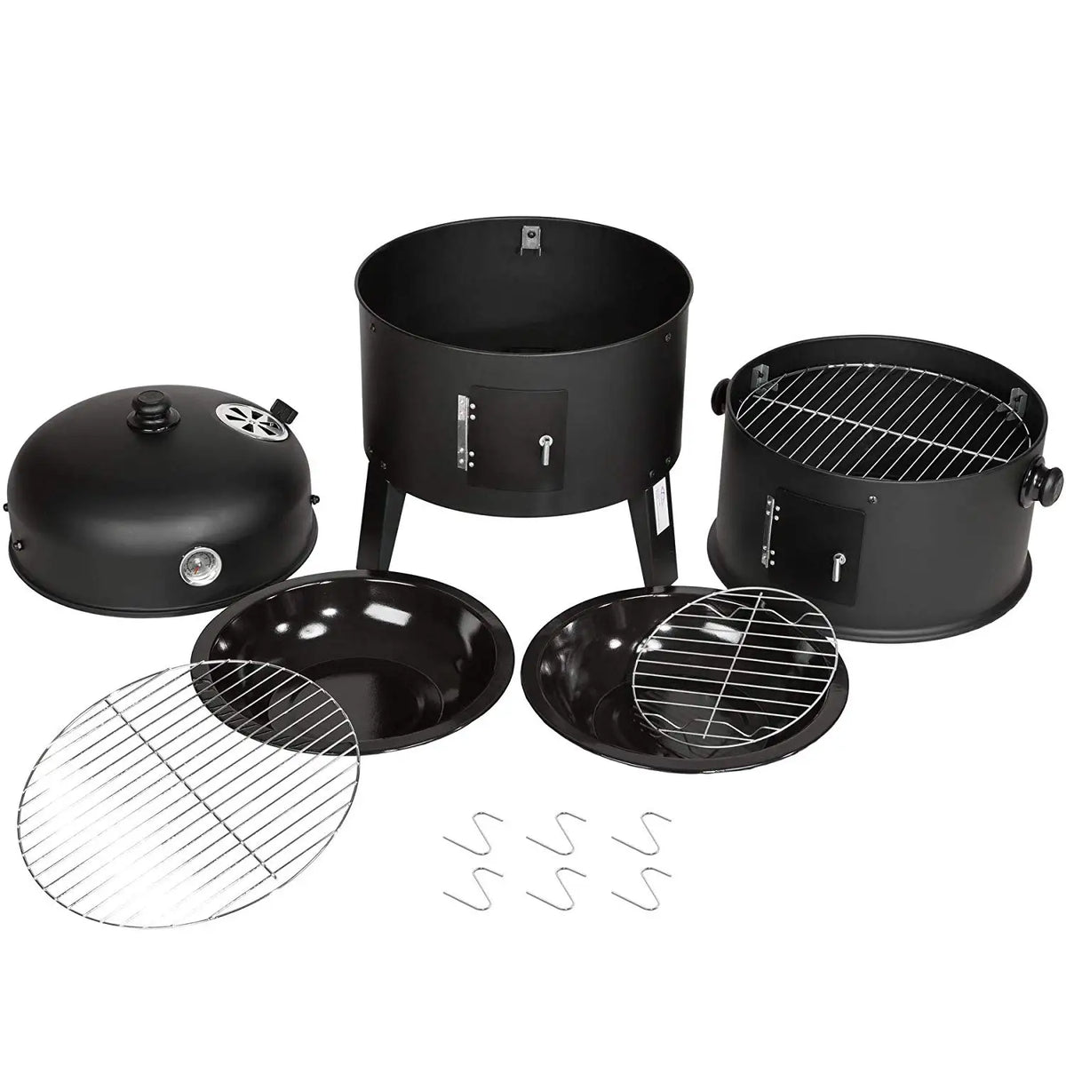 3-in-1 Charcoal Smoker Grill with Thermometer
