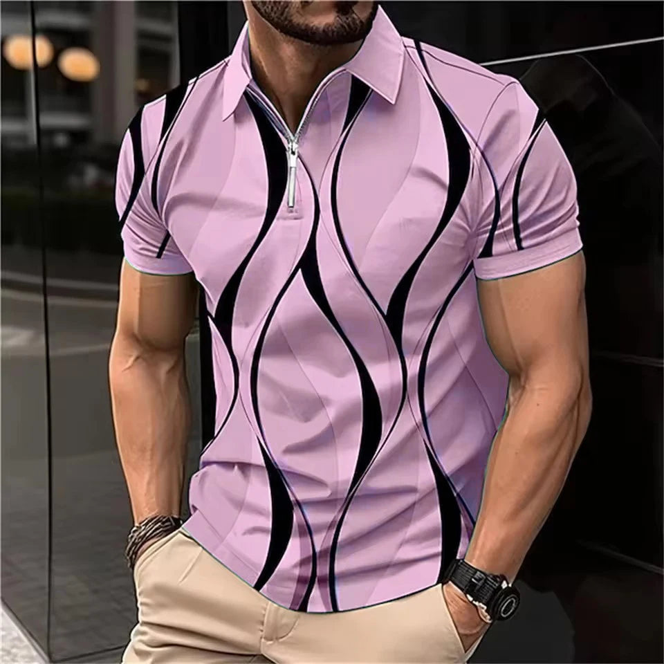 Men’s Geometric Print Short-Sleeve Polo Shirt