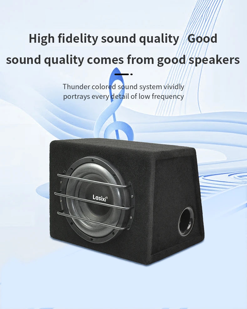 Peak 800W car subwoofer with active built-in amplifier, stunning heavy bass, car trunk subwoofer with high power