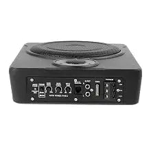 8" Low-Profile Amplified Subwoofer System, Under Seat Powered Subwoofer Active Hideaway Car Truck Sub, Built-in Amplifier, Remo