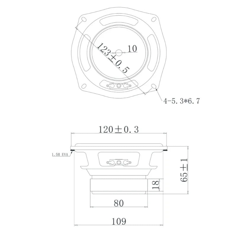 MW Audio 4.5" Subwoofer 4 Ohm 40W, 25mm Voice Coil Long Throw High Performance Bass Woofer 120mm