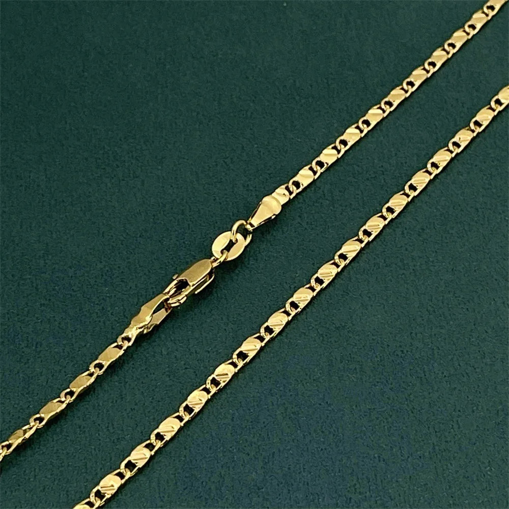 2mm 24K Gold Flat Chain Necklace – 40–75cm