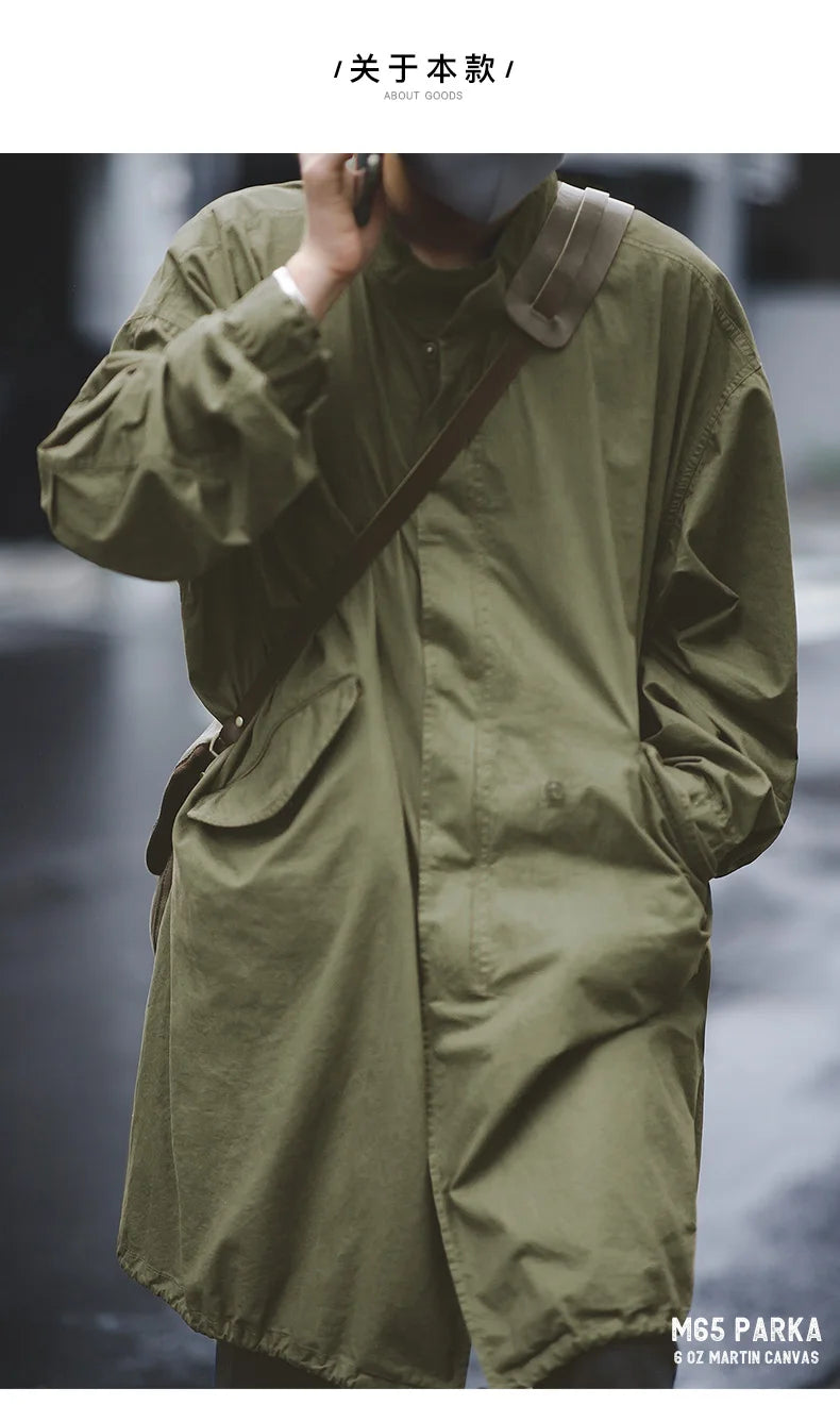 MADEN Men’s Vintage M65 Fishtail Trench Coat