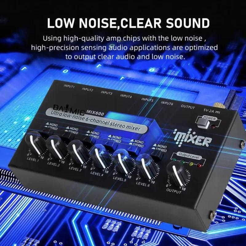 Mezclador de audio compacto de múltiples entradas con enrutamiento de monitor
