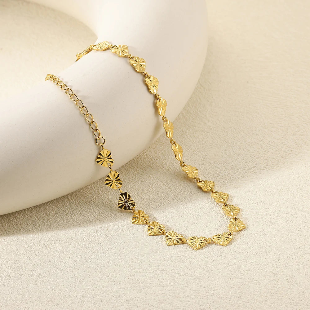Women’s Stainless Steel Leaf & Heart Anklet