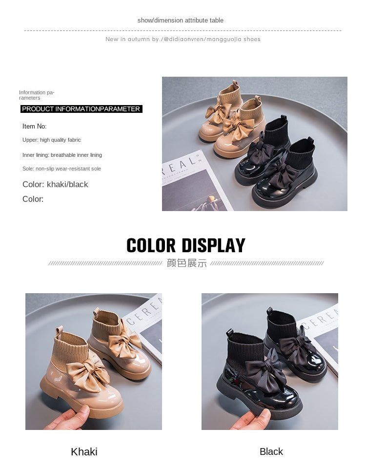 Zapatos escolares negros con lazo para niña