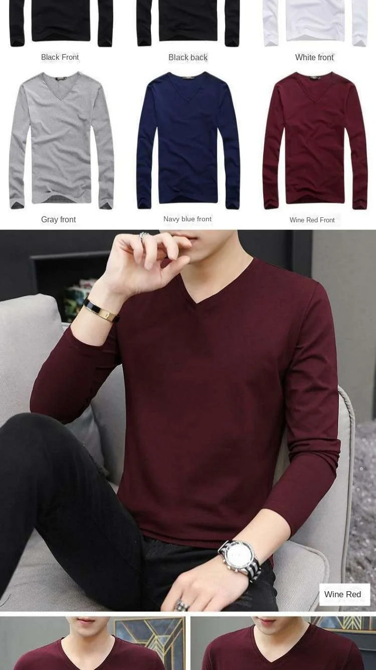 Camiseta de rendimiento de manga larga con cuello en V para hombre