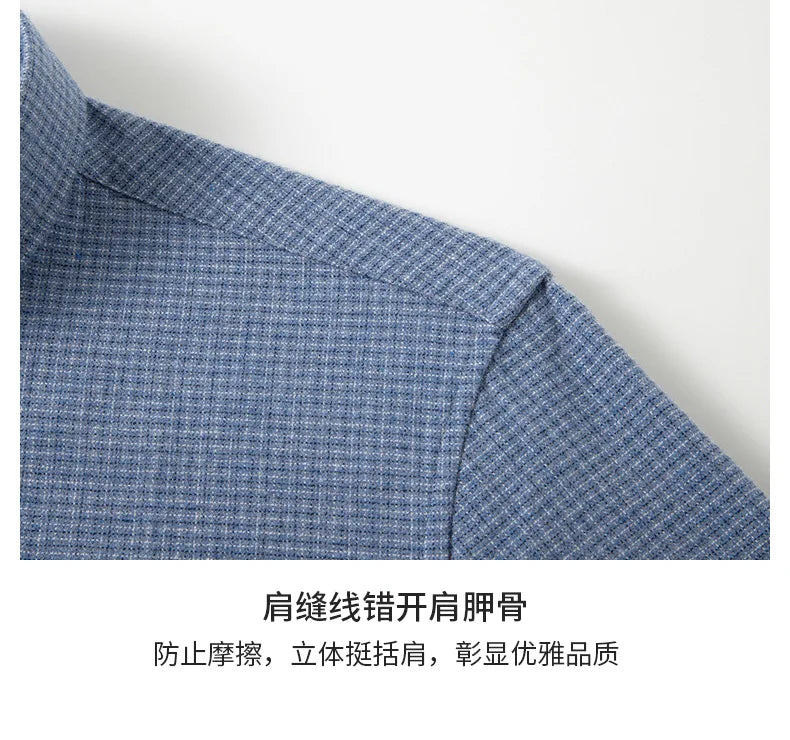 Camisa de algodón a cuadros resistente a las arrugas para hombre