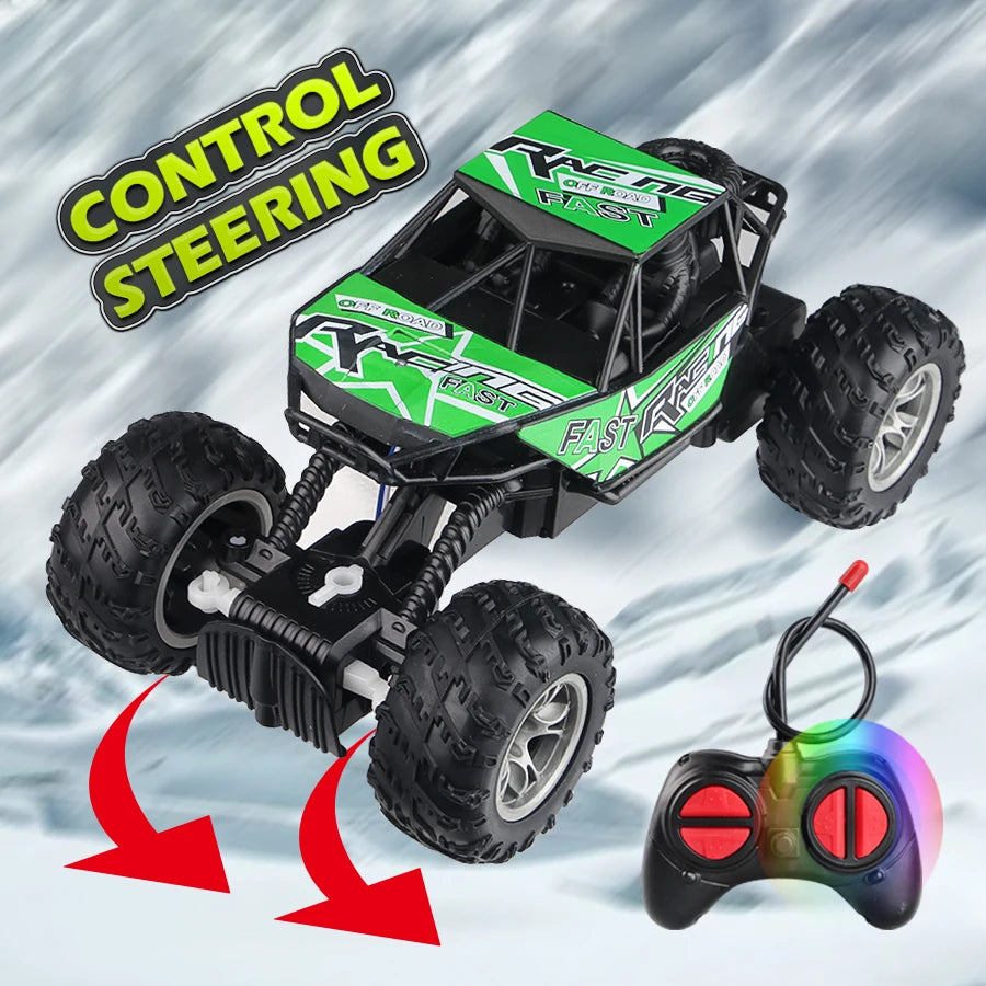 4-Way Remote Control Car with Lights, Anti-Slip Rubber Tires, Outdoor Off-Road Climbing Toy Car Model for Kidsren and Boys