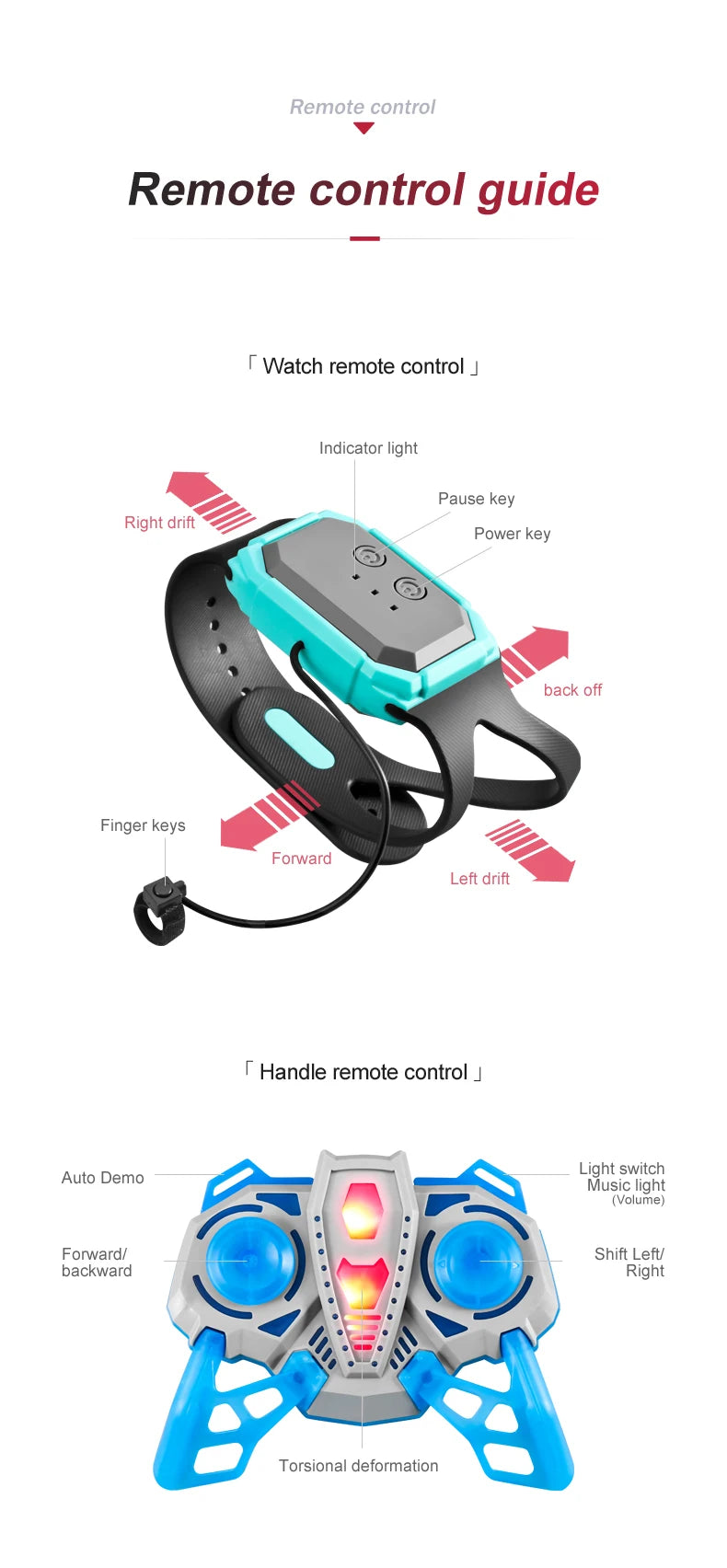 Top RC Stunt Car 2.4G Remote Control Cars RC Watch Gesture Sensor LED Rotation Gift Electronic Toy for Kids Boys