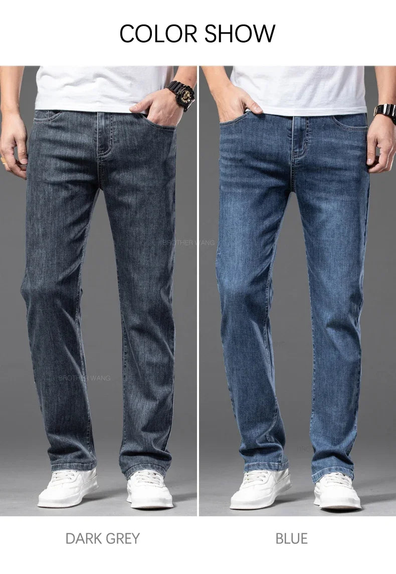 Men’s Classic Straight-Leg Jeans – Blue or Dark Gray