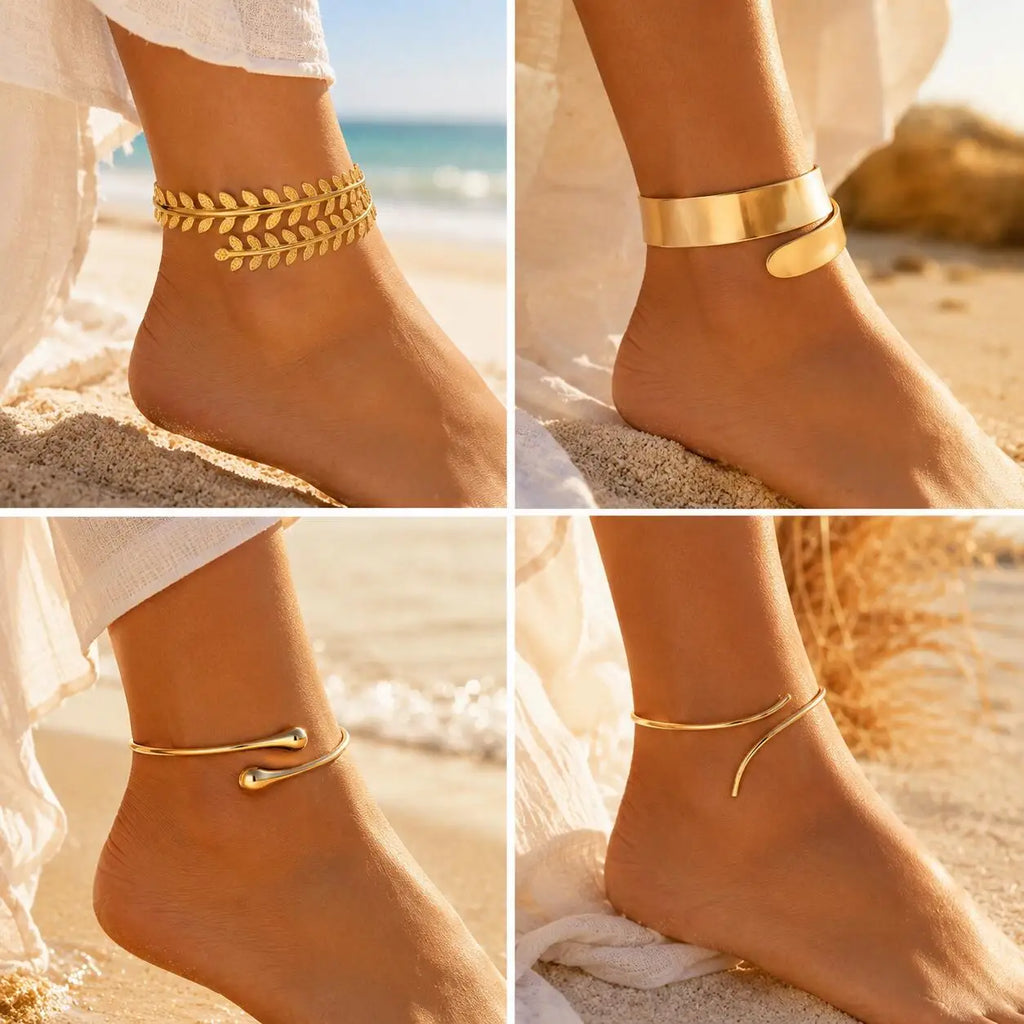Women’s Gold-Plated Open Cuff Anklet
