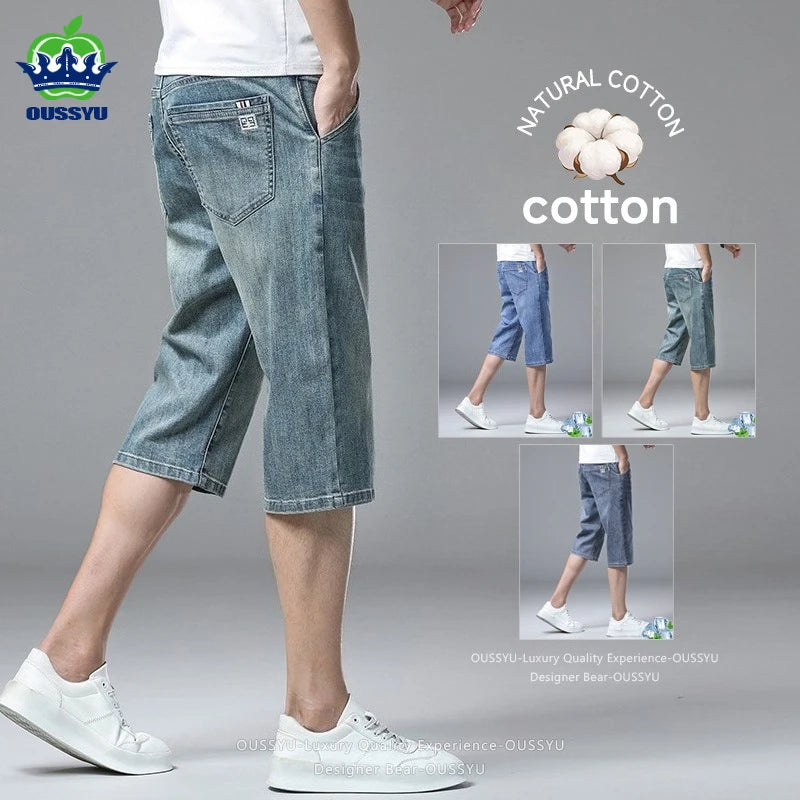 Men’s Baggy Denim Cargo Shorts – 3/4 Length