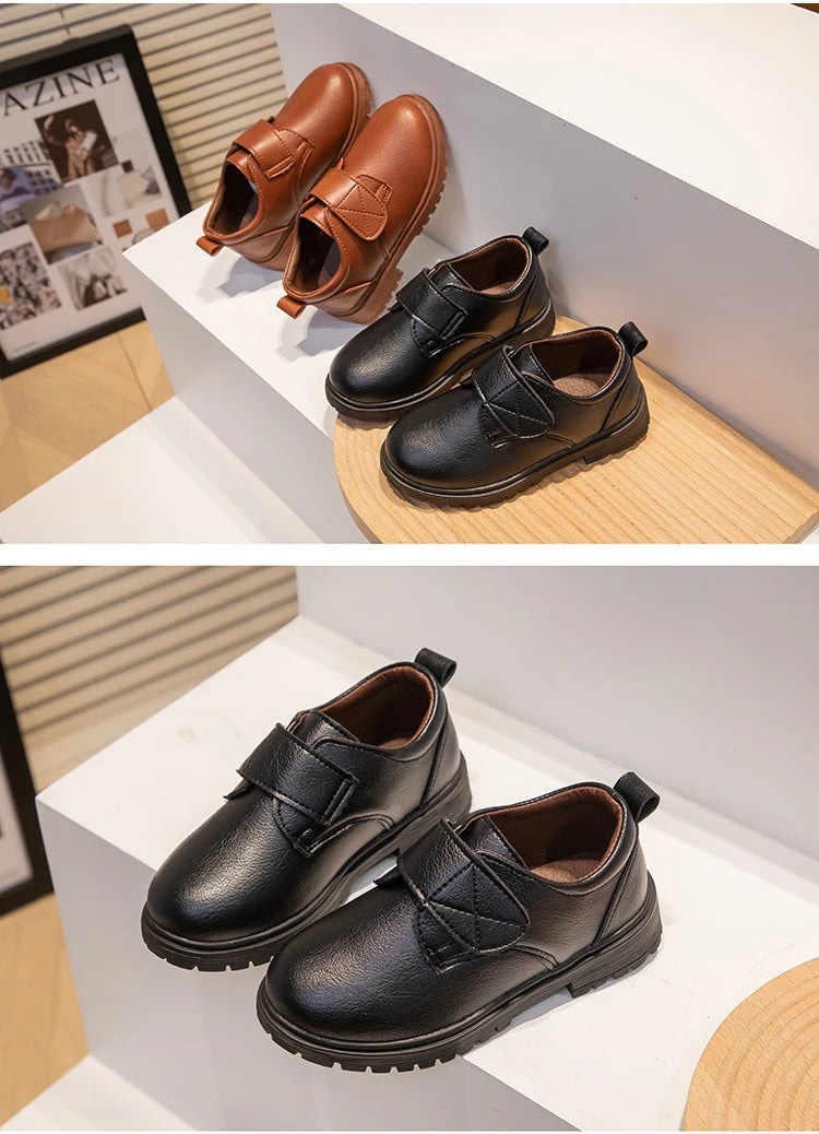 Zapatos de vestir escolares de piel negros para niño