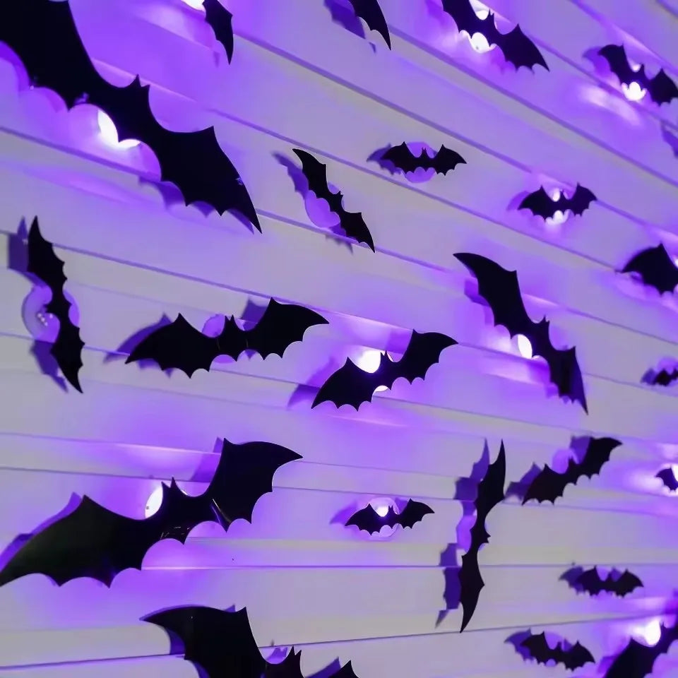Halloween 3D Bat LED Night Light Wall Decor