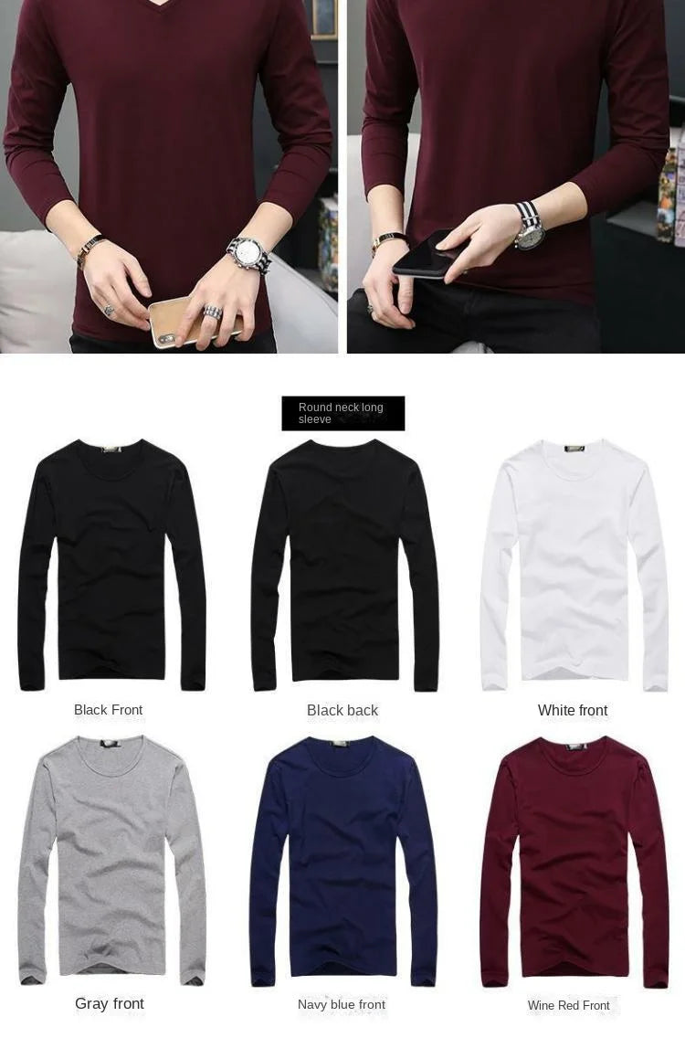 Camiseta de rendimiento de manga larga con cuello en V para hombre