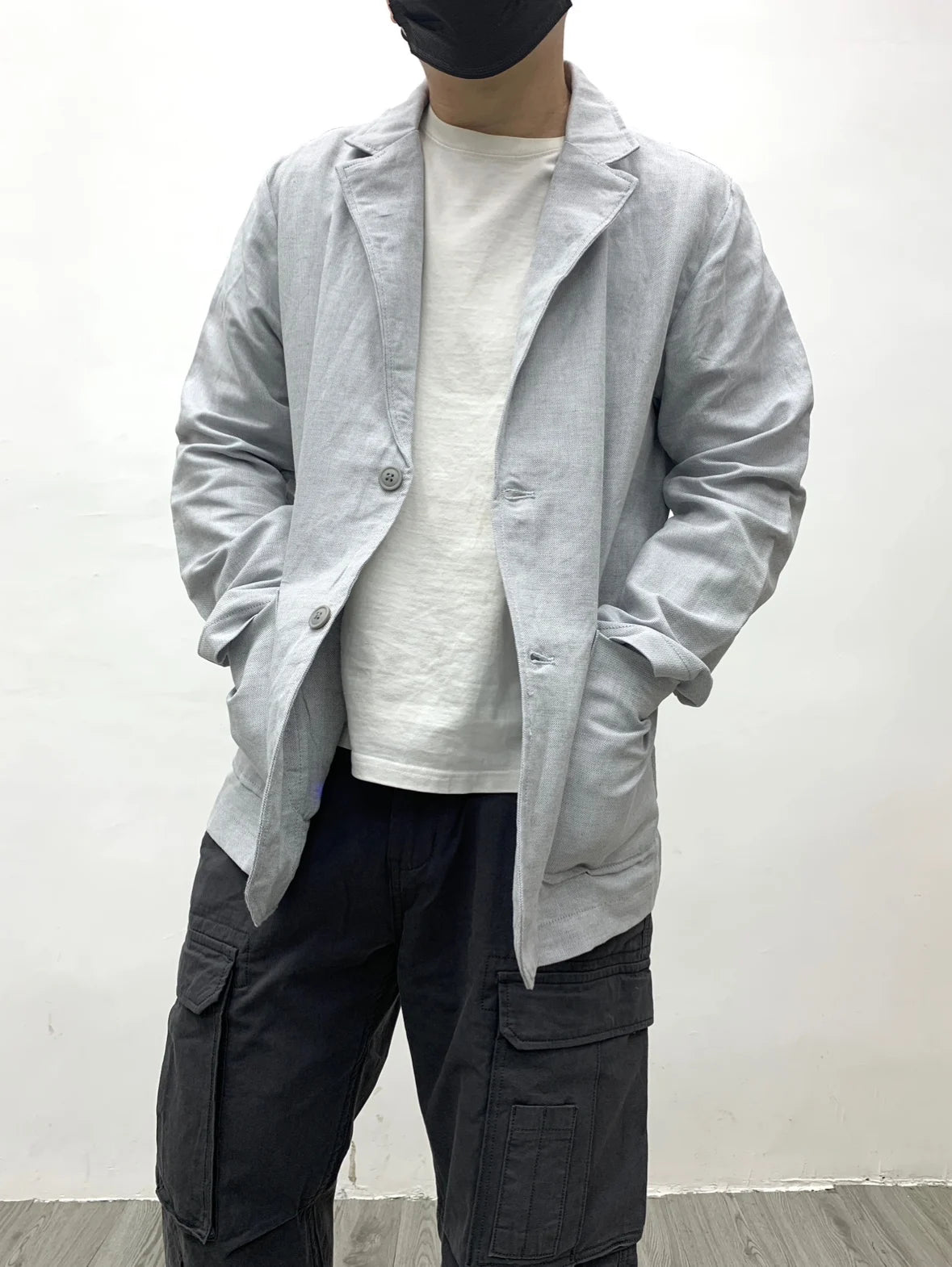 Chaqueta de traje para hombre de algodón y lino estilo japonés