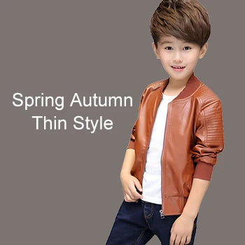 Boys’ Fleece-Lined Winter PU Jacket
