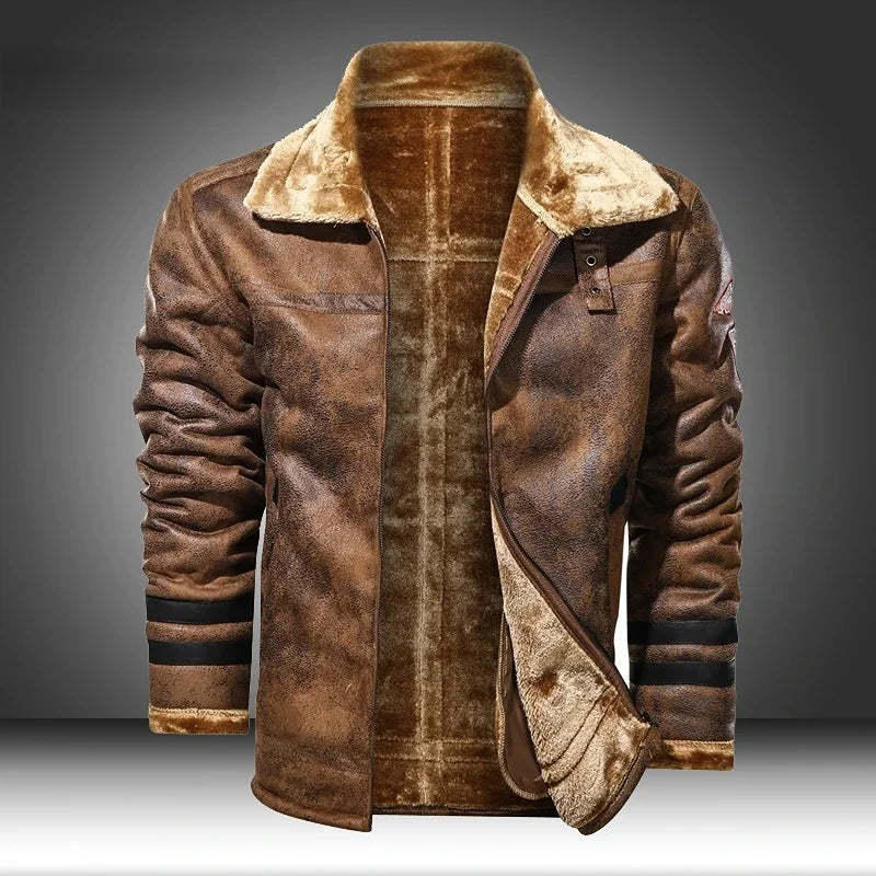 Men’s PU Leather Bomber Jacket