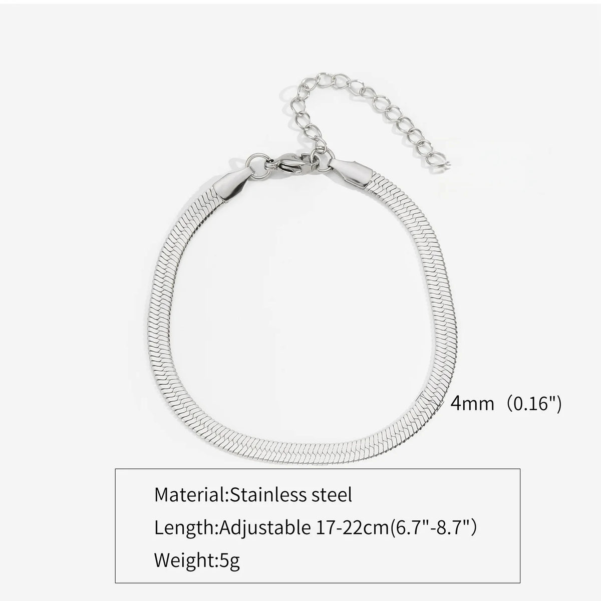 3mm Stainless Steel Flat Chain Bracelet