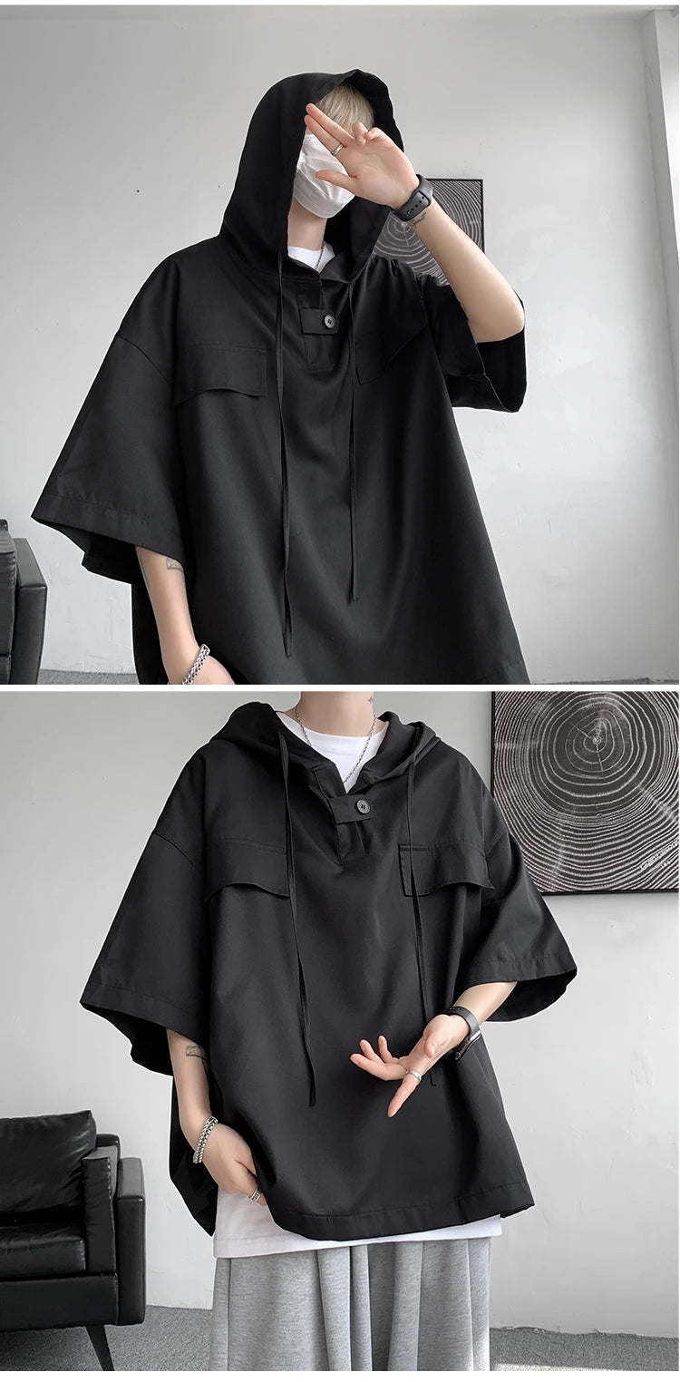 Camiseta urbana de manga corta con capucha para hombre