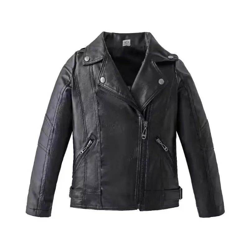 Boys’ Waterproof Zipper PU Leather Jacket