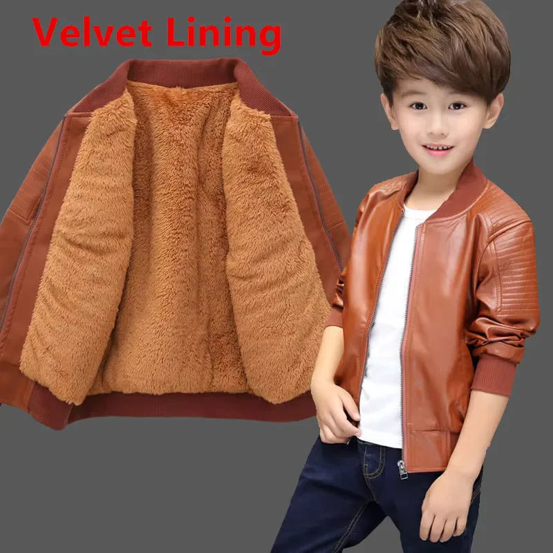 Boys’ PU Leather Jacket – Lined or Unlined