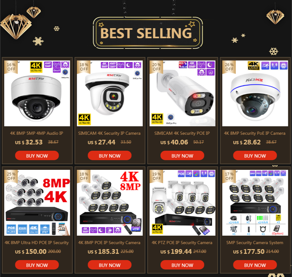 SIMICAM 4MP/5MP/4K Dome IP Camera – PoE/DC12V with Built-In Mic