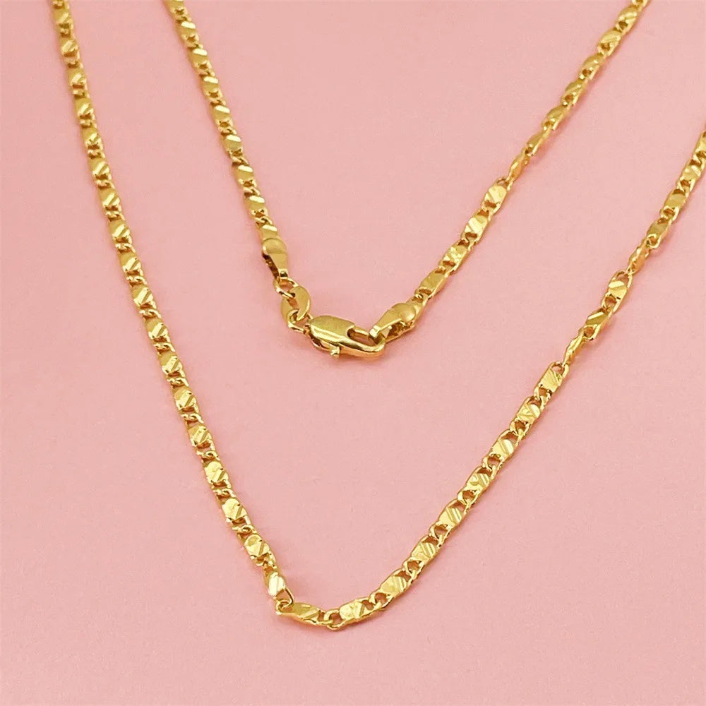 2mm 24K Gold Flat Chain Necklace – 40–75cm
